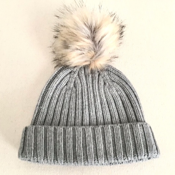 J. CREW Ribbed Beanie With Faux-Fur Pom-Pom - Picture 2 of 7